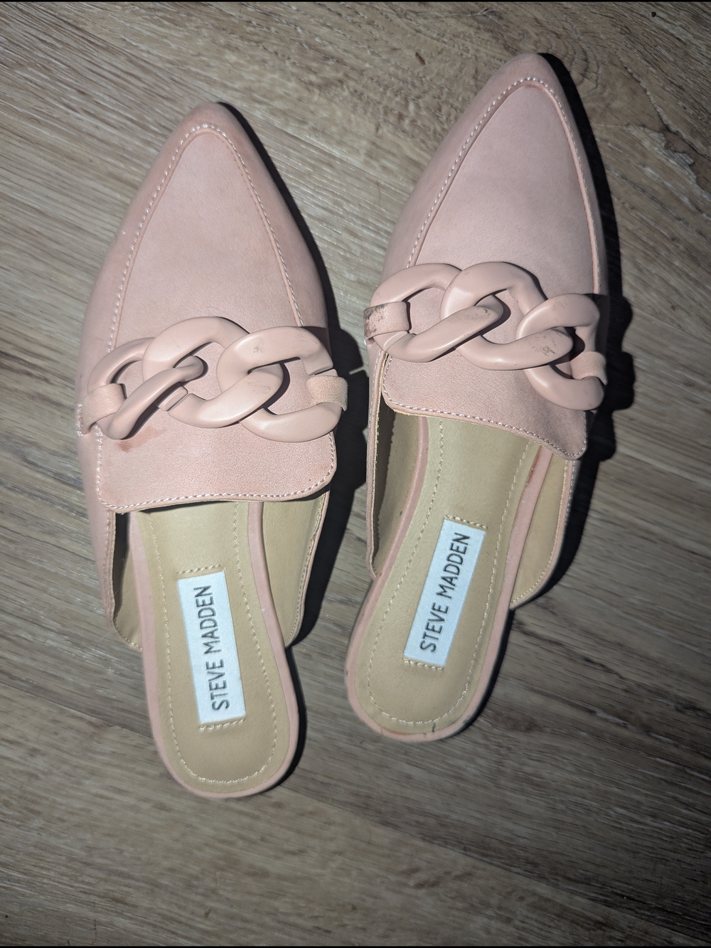 Steve Madden Blush Pink Chain-Detail Mules - Picture 2 of 3